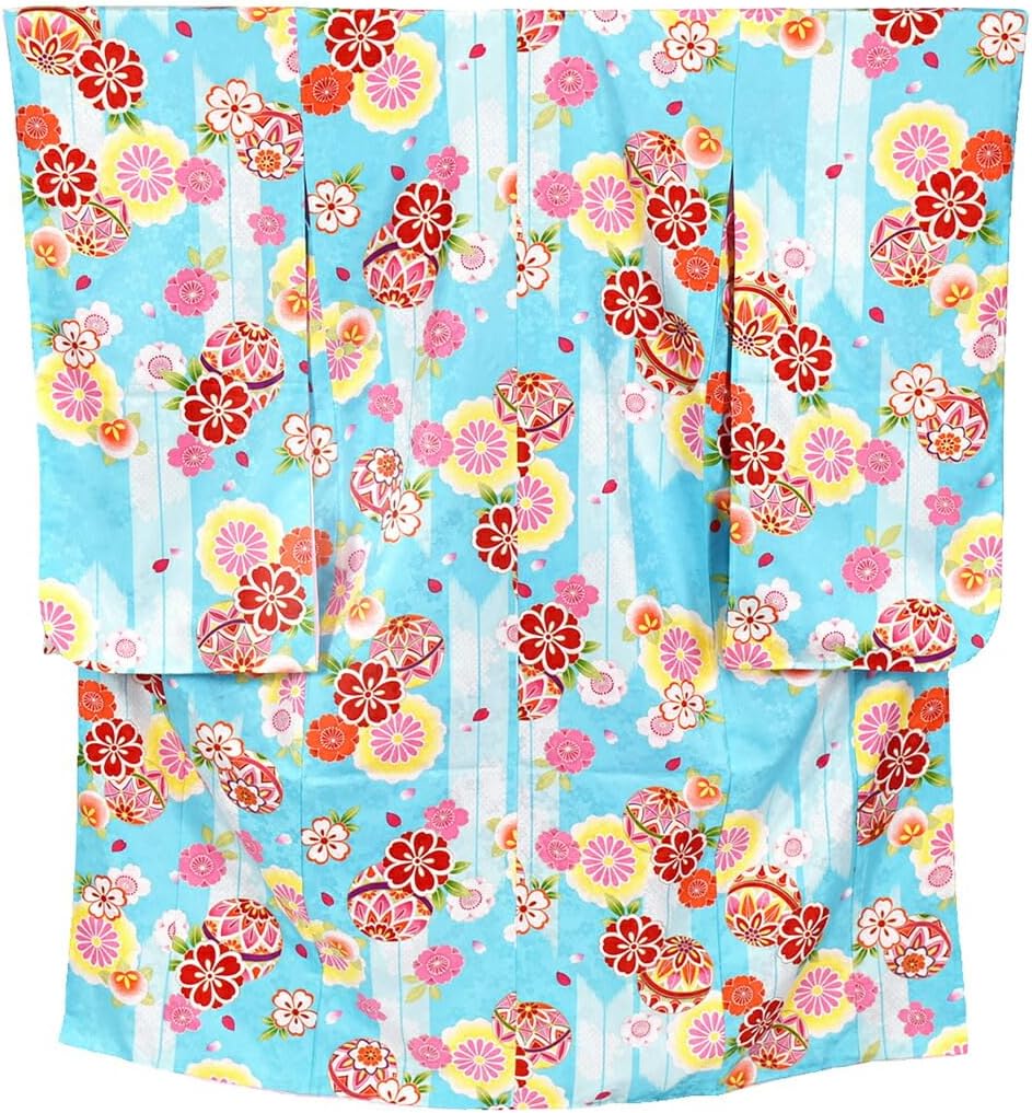 七五三 着物 7歳 小紋柄 四つ身セット ねじり梅 七歳 全2色 祝い